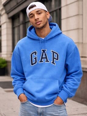 GAP Blue Hoodie Sweatshirt Classic Logo Pullover Streetwear Casual Unisex